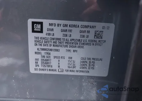 2022 Chevrolet Trailblazer Fwd Ls z USA, uszkodzony, nr VIN KL79MMS25NB120063